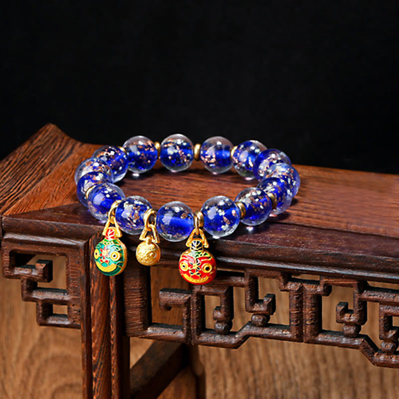Handmade Luminous Liuli Glass Pixiu Gold Swallowing Beast Success Bracelet