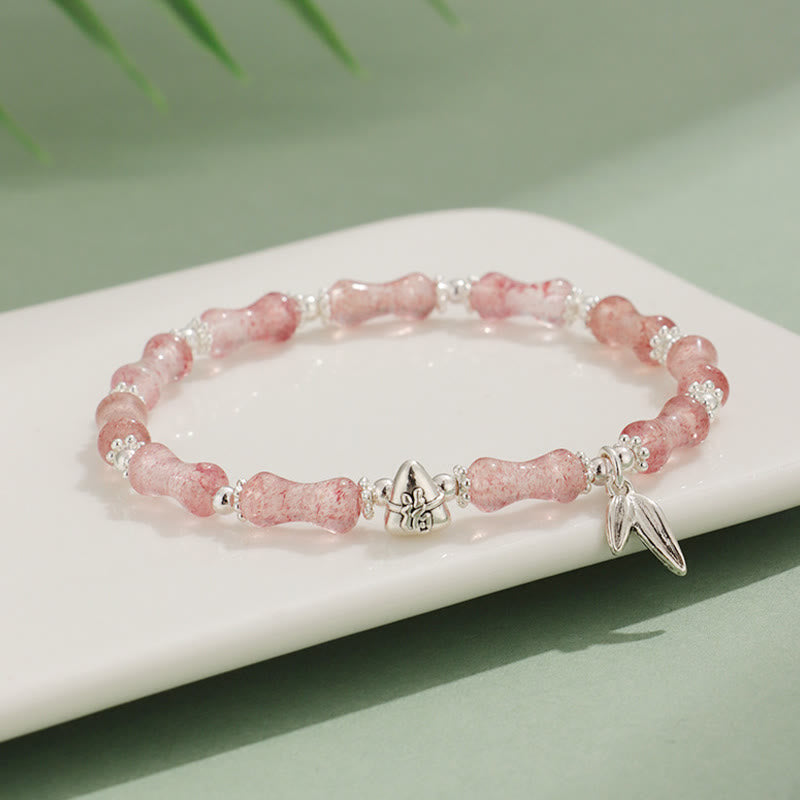 White Jade & Multi-Gemstone Copper Bamboo Fu Character Beaded Bracelet