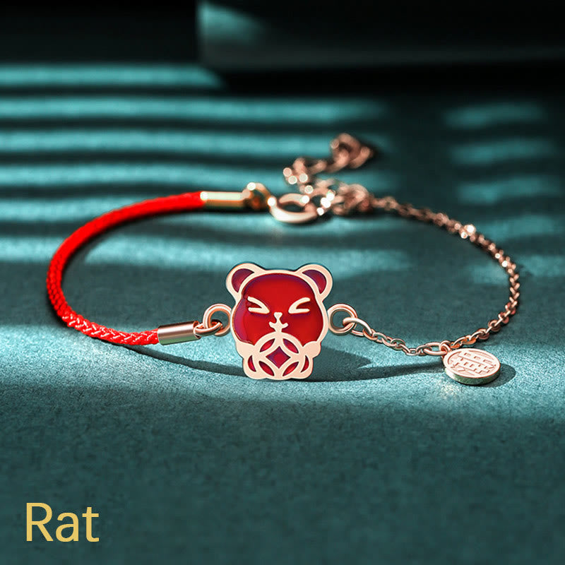 925 Sterling Silver Color-changing Chinese Zodiac Luck Protection Red String Chain Bracelet