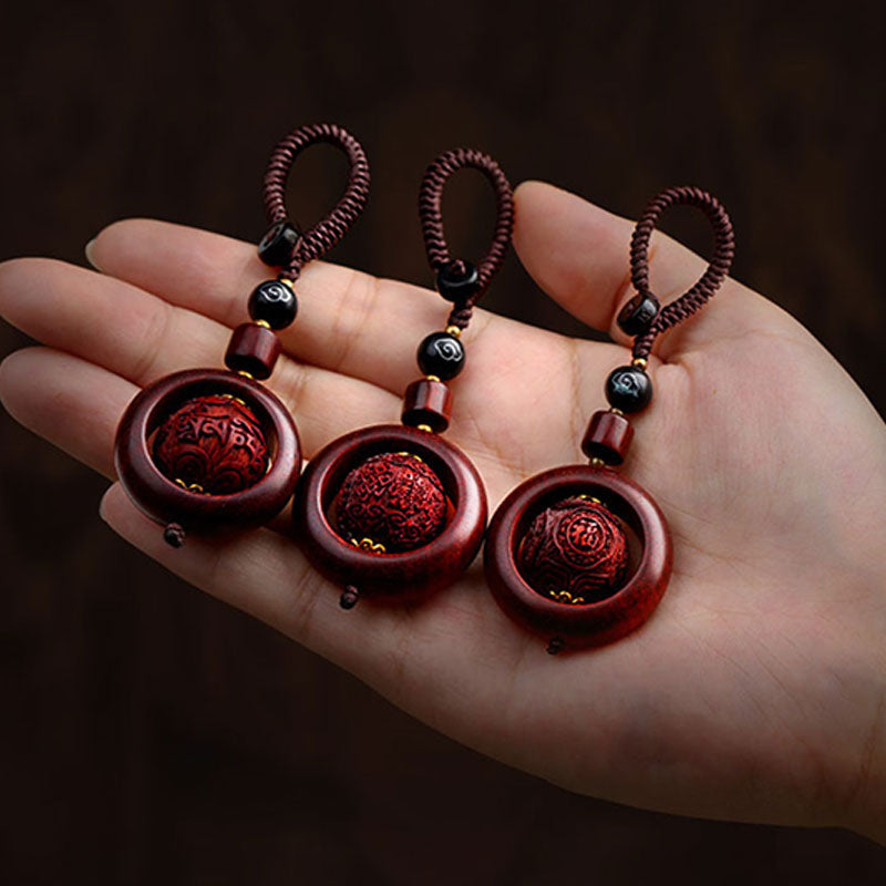 Tibetan Small Leaf Red Sandalwood Ebony Luck Protection Rotation Decoration