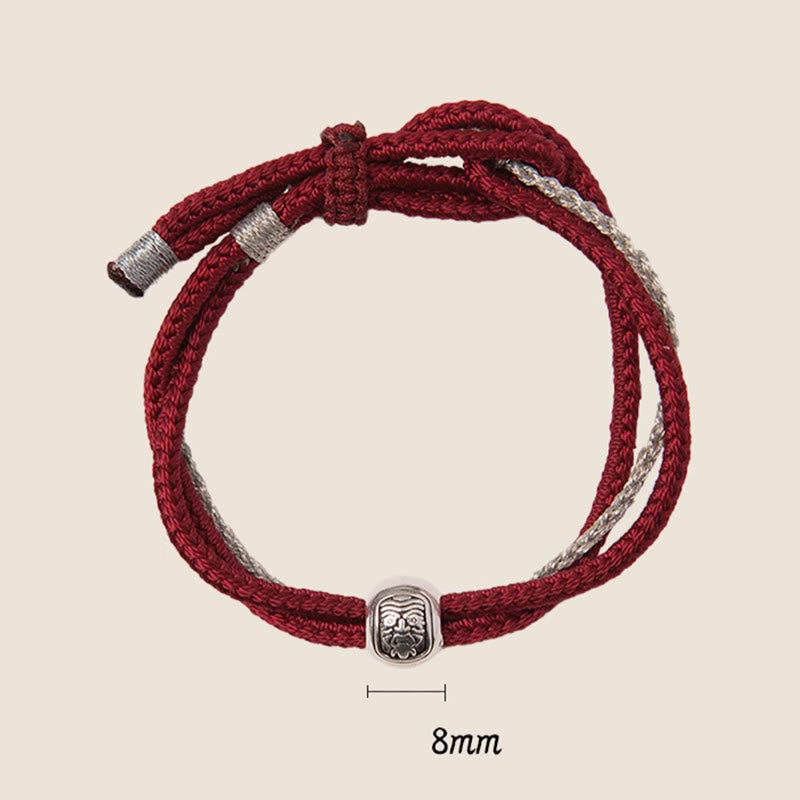 925 Sterling Silver Tibetan Zakiram Goddess Braided Red String Bracelet