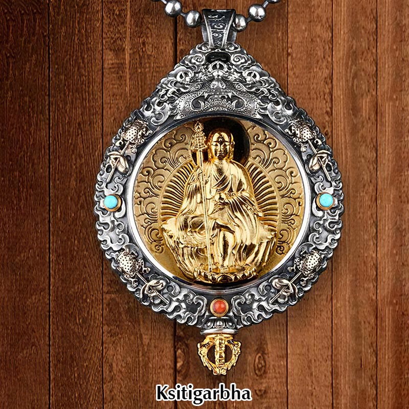 Chinese Zodiac Natal Buddha Thangka Nine Palaces Eight Diagrams Wealth Rotatable Necklace Pendant