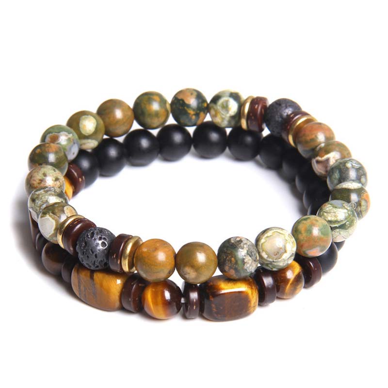 2PCS Healing Crystal Emperor Stone Tiger Eye Bead Bracelet