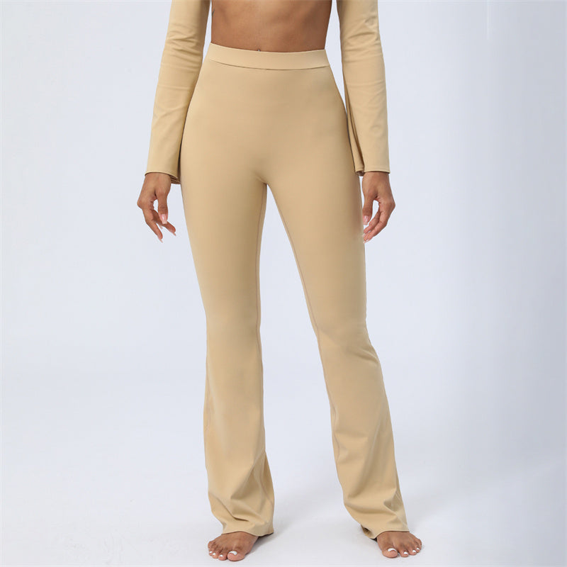 Long Sleeve Backless Strap Top Bra Flare Pants Fitness Yoga Outfit