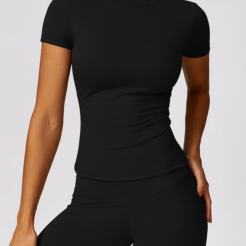 Women Short Sleeve T-Shirt Top High Waist Leggings Pants For Sports Yoga