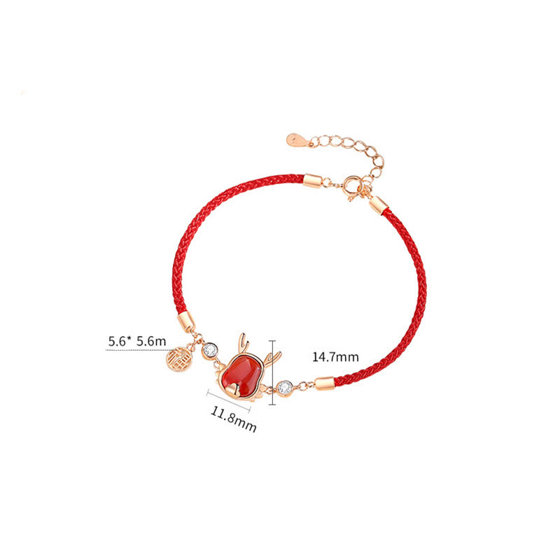 ❗❗❗A Flash Sale- 925 Sterling Silver Year of the Dragon Natural Red Agate Dragon Attract Fortune Fu Character Strength Bracelet Necklace Pendant Earrings