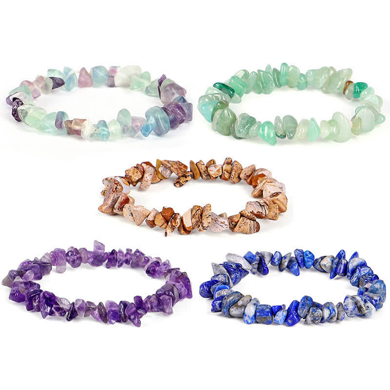Natural Round Gemstone Beaded Energy Bracelet - Multi-Crystal Selection