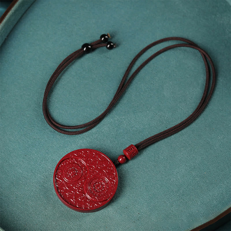 Cinnabar Yin Yang Keep Away Evil Spirits Necklace Pendant