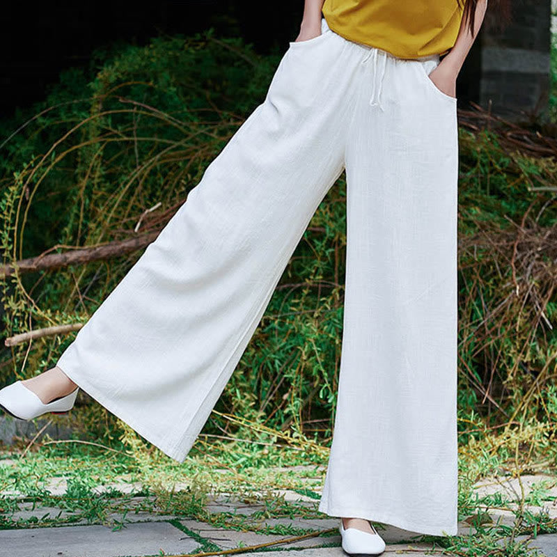 Plain Wide Leg Pants Dance Women's Yoga Pants With Pockets