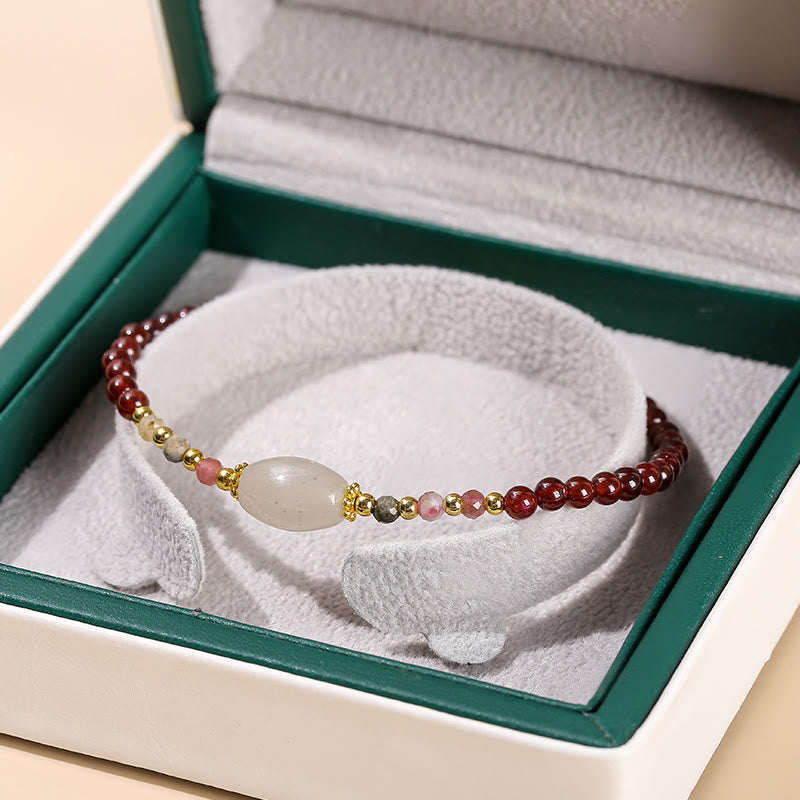 Garnet Jade Tourmaline Bead Passion Bracelet