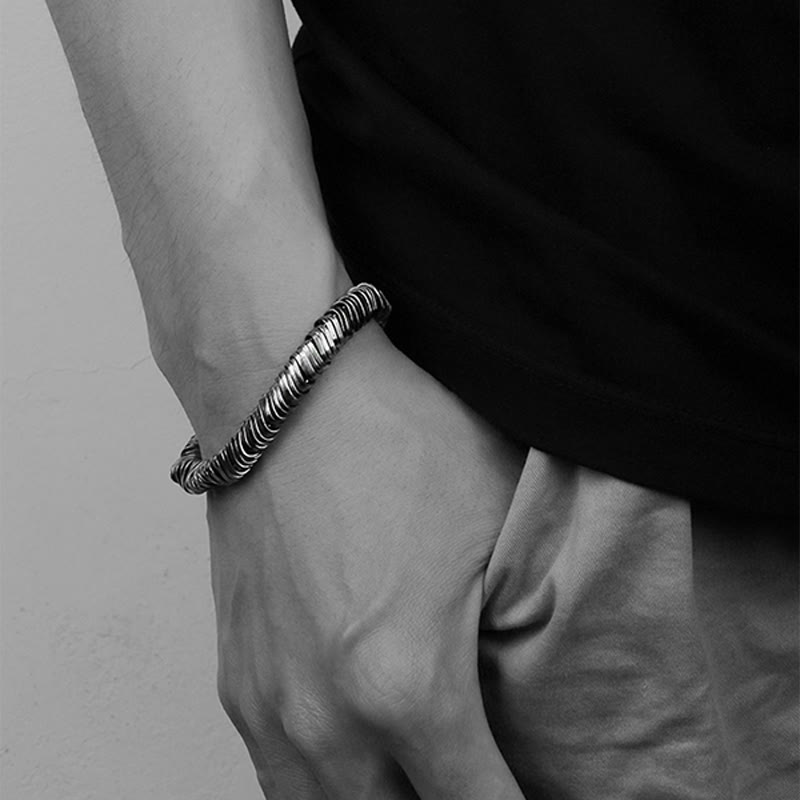 Vintage Twisted Chain 925 Sterling Silver Bracelet with Lock Clasp