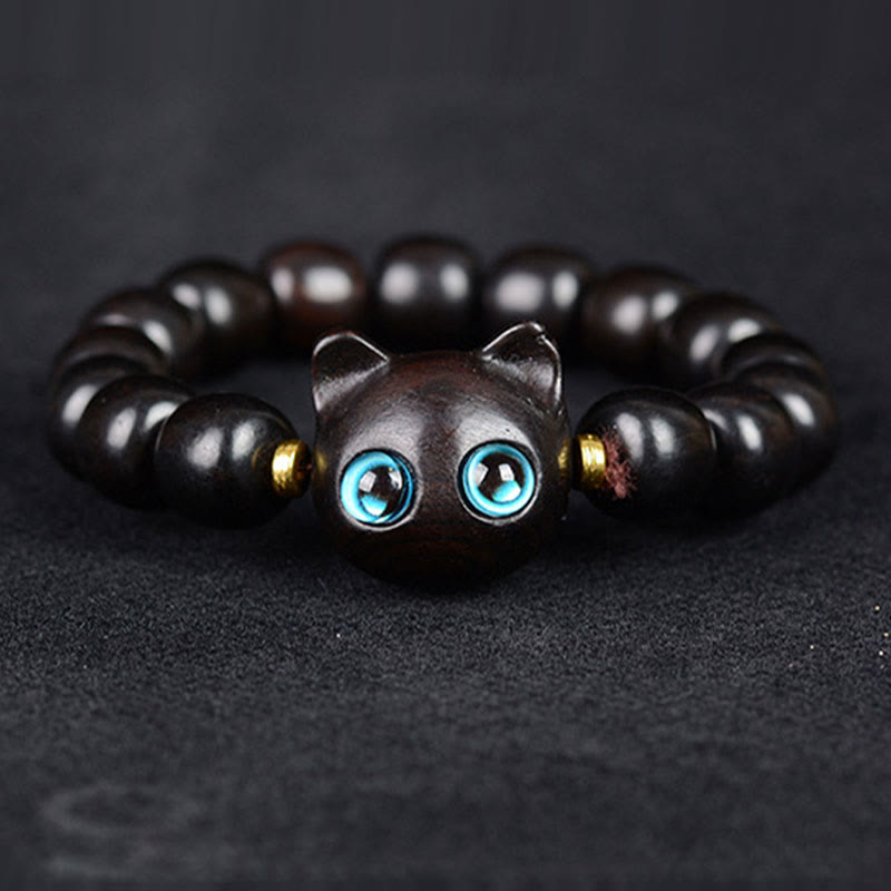 Ebony Wood Green Sandalwood Red Sandalwood Lovely Cat Balance Bracelet