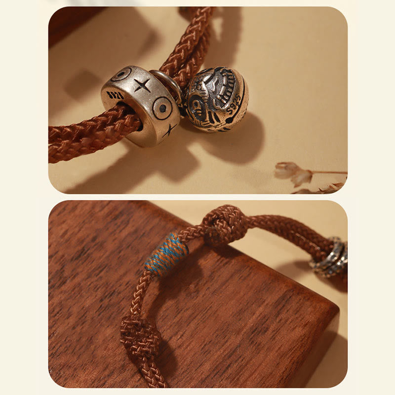 925 Sterling Silver Gold Swallowing Beast Koi Fish Wealth Handcrafted Braided Bracelet