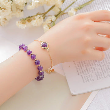 Sun Stone Strawberry Quartz Crystal Positive Bracelet