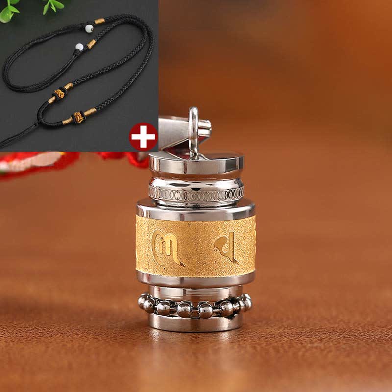 Tibet Om Mani Padme Hum Shurangama Mantra Titanium Steel Wisdom Amulet Necklace Pendant