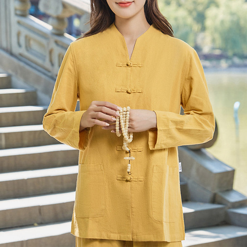 Handcrafted Cotton Linen Stand-Collar Meditation and Ritual Set