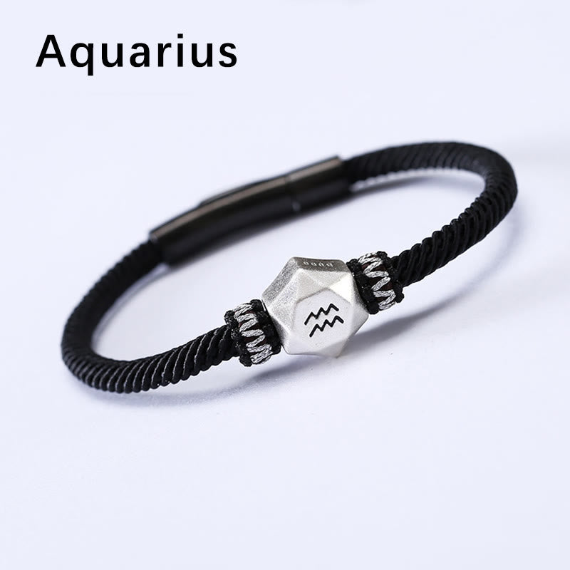 999 Sterling Silver 12 Constellations of the Zodiac Protection Handmade String Bracelet
