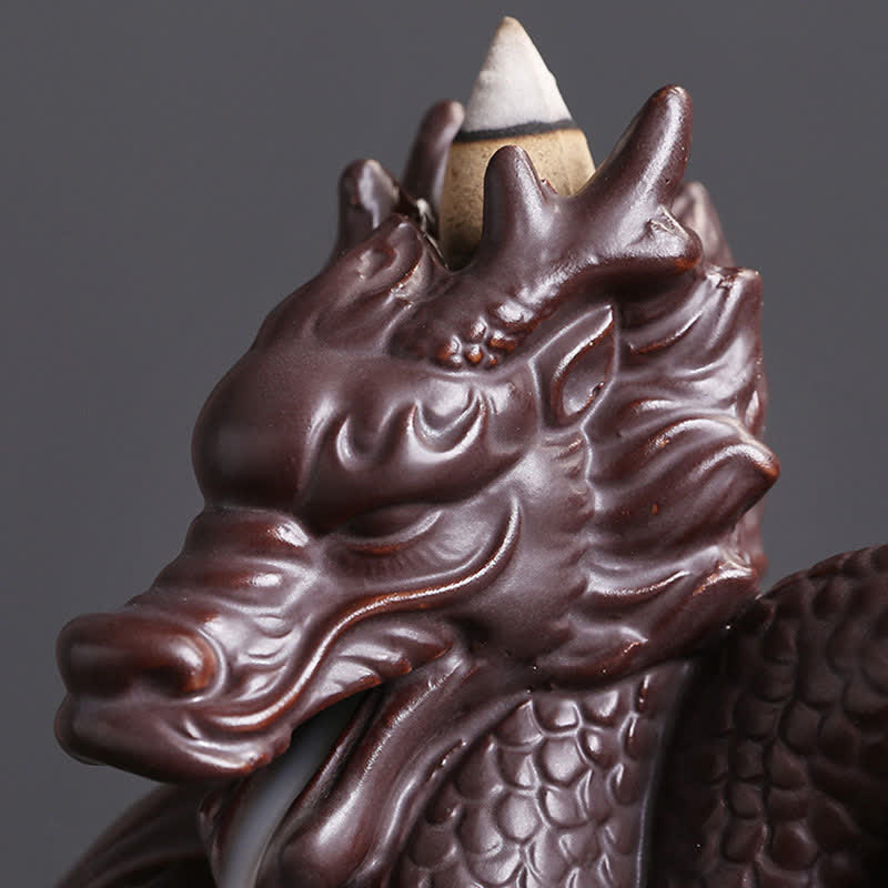 Intricate Dragon and Phoenix Motif Ceramic Incense Burner