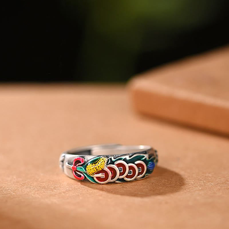Feng Shui Five Emperor Coins Wealth Ring
