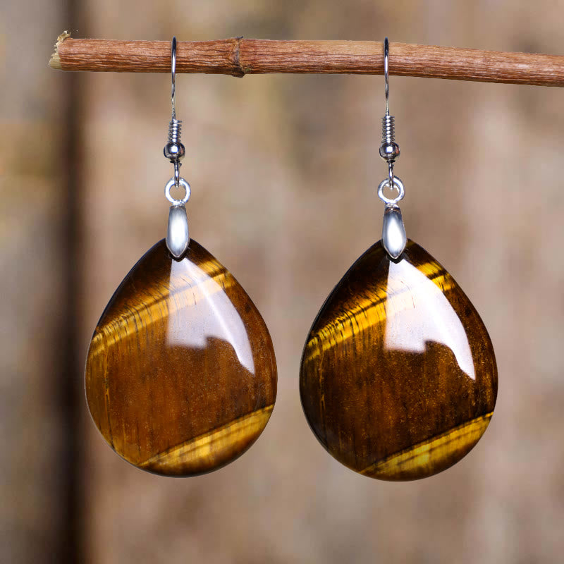 Handcrafted Natural Gemstone Dangle Drop Earrings