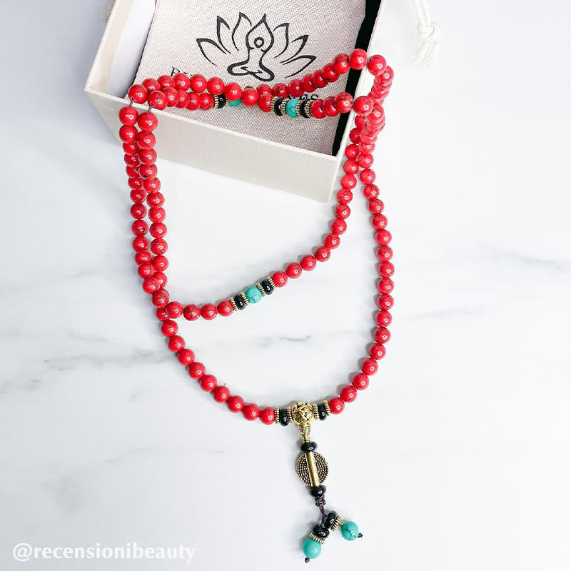 Tibetan Mala Red Turquoise Lucky Necklace Bracelet