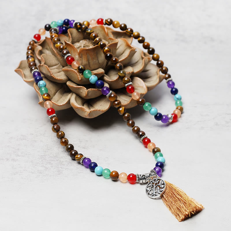 Healing Crystal Mala Prayer Beads 108 Meditation Healing Multilayer Bracelet Necklace