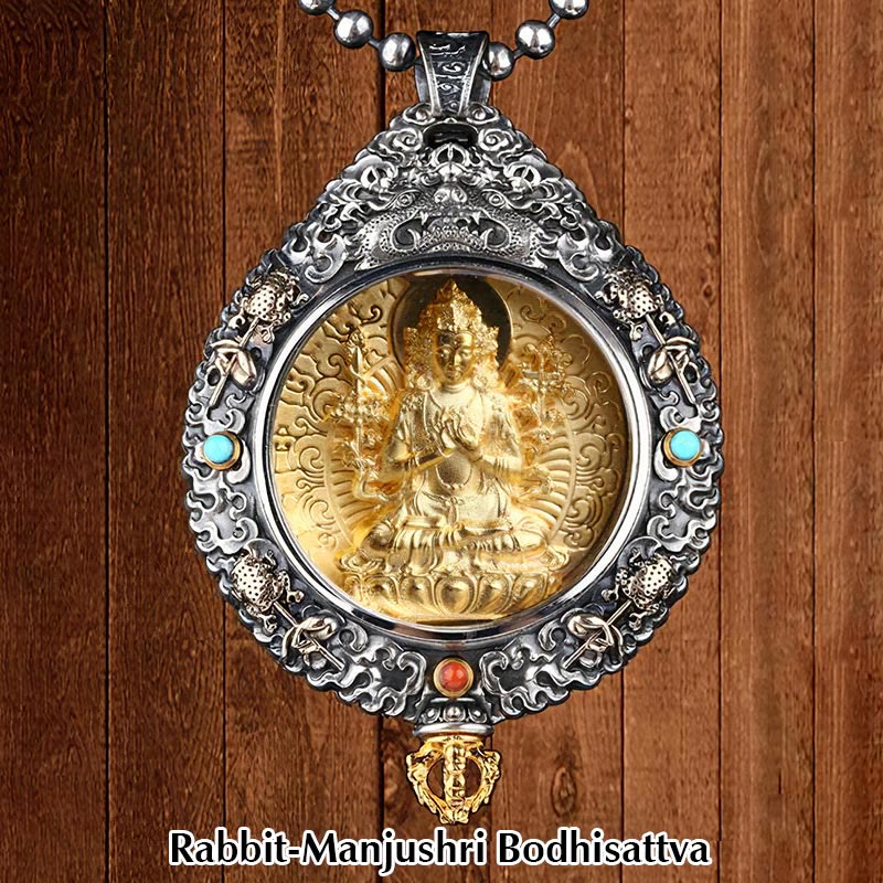 Chinese Zodiac Natal Buddha Thangka Nine Palaces Eight Diagrams Wealth Rotatable Necklace Pendant