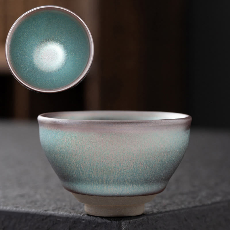 Vintage Pink Colorful Chinese Jianzhan Kiln Change Ceramic Teacup Kung Fu Tea Cup Bowl