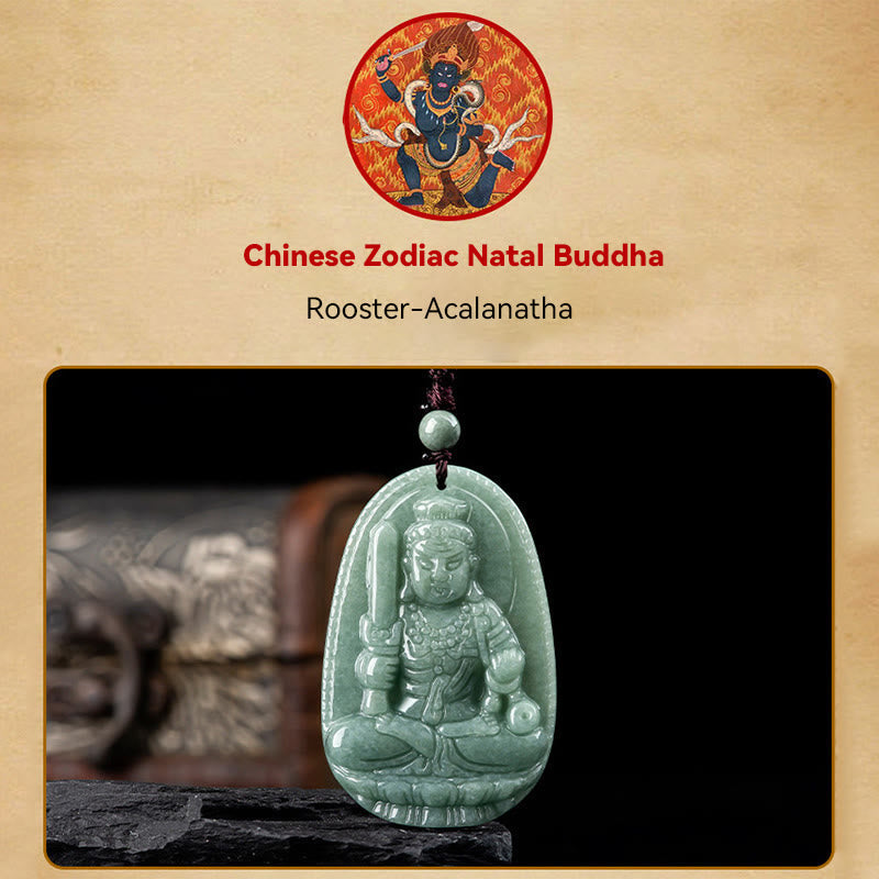 Chinese Zodiac Natal Buddha Natural Jade Wealth Prosperity Necklace Pendant (Extra 30% Off | USE CODE: FS30)