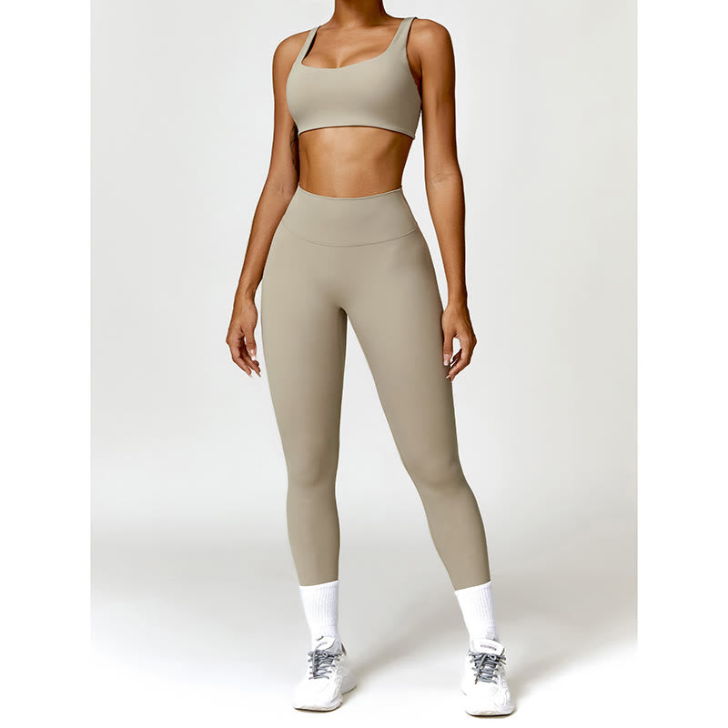 Breathable Stretch Backless Yoga Meditation 2-Piece Outfit