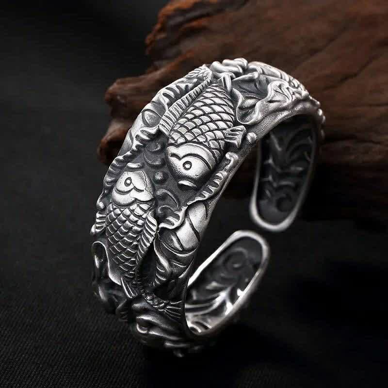 Koi Fish Lotus Luck Wealth Bracelet Bangle