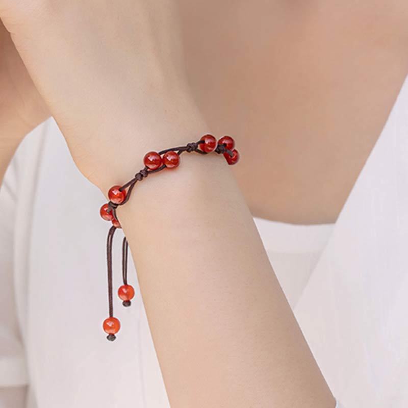 Handmade Natural Gemstone & Sandalwood Beaded String Bracelet