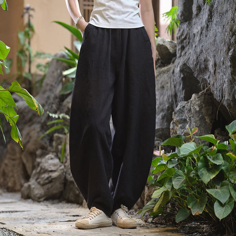 Solid Color Loose Yoga Harem Pants With Pockets