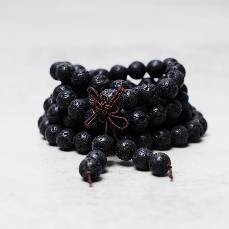 Natural 108 Lava Stone Beads Multi-Wrap Prayer Mala Bracelet Necklace