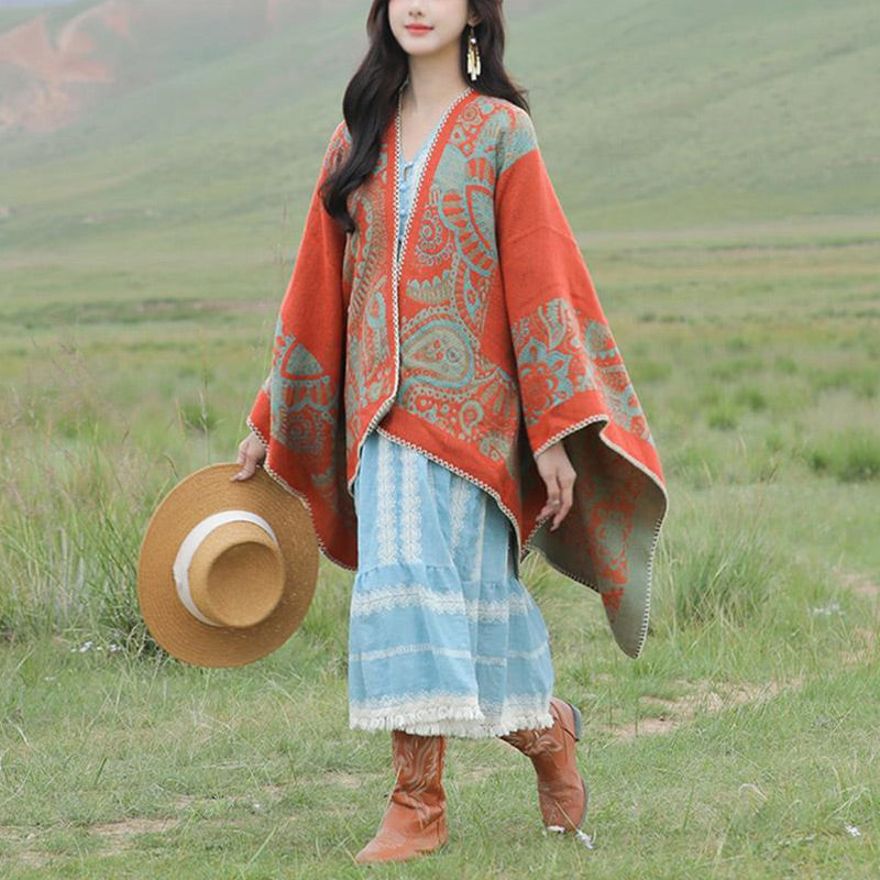 Tibetan Shawl Simple Pattern Winter Cozy Travel Scarf Wrap