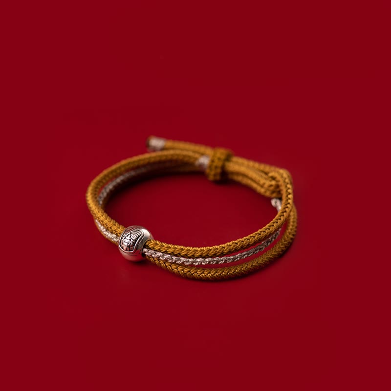 925 Sterling Silver Tibetan Zakiram Goddess Braided Red String Bracelet