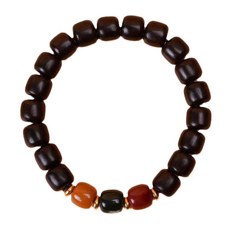 Handmade Natural Wood & Copper Beaded Meditation Bracelet