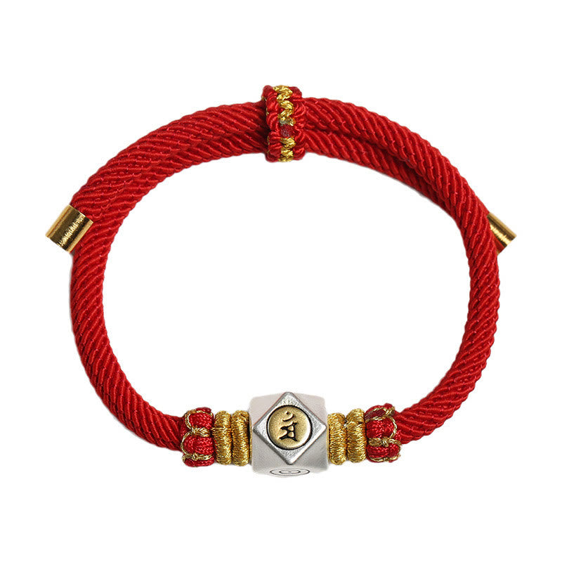 999 Sterling Silver Chinese Zodiac Natal Buddha Red Rope Luck Strength Handcrafted Kids Bracelet