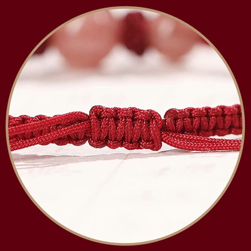 Natural Strawberry Quartz Woven Red String Adjustable Bracelet & Anklet