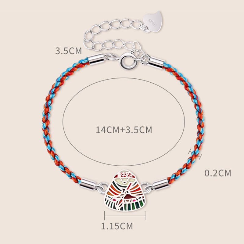 Handcrafted 925 Sterling Silver Zongzi Pattern Multicolored Red String Bracelet