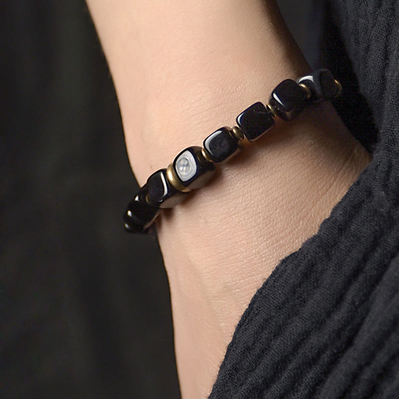 Black Obsidian Crystal Copper Strength Couple Bracelet