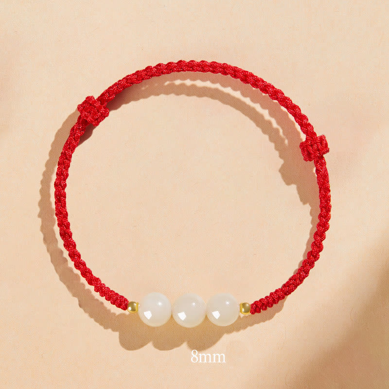 Handcrafted Round Jade Lucky Bead Prosperity Braided Bracelet