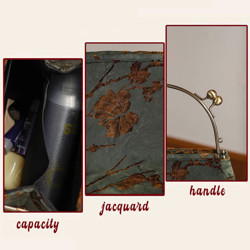 Velvet Jacquard Metal Chain Crossbody Bag Handbags