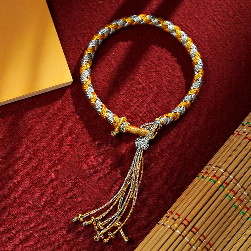 Handmade Tibetan Five God Of Wealth Dragon Scale Rope Luck Braid Bracelet