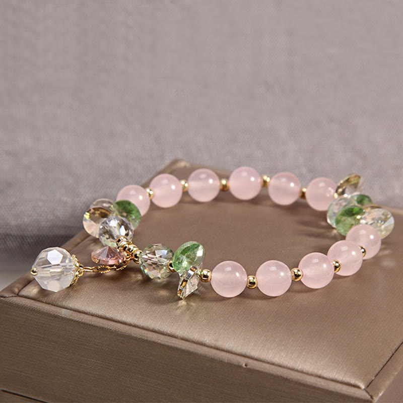 Cat's Eye Pink Crystal Peace Charm Bracelet