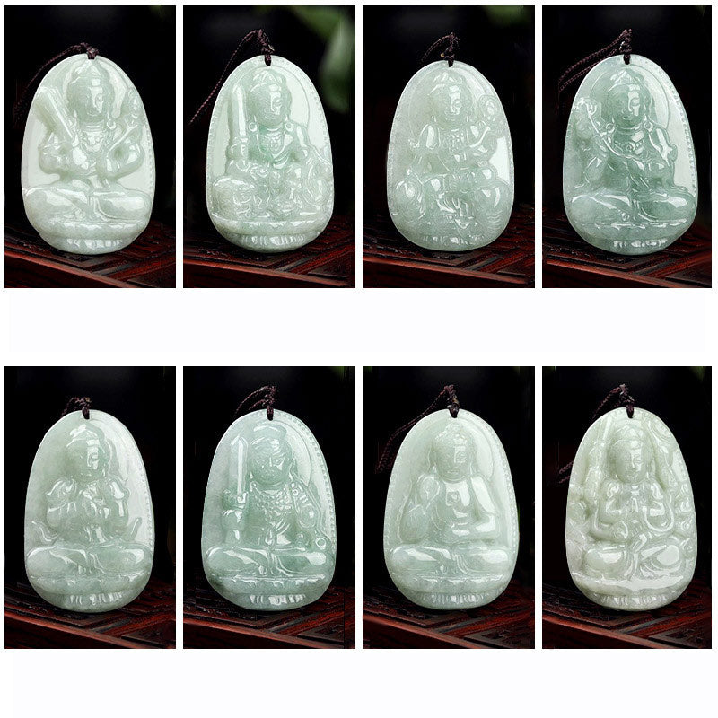 Chinese Zodiac Natal Buddha Jade Wealth Prosperity Necklace Pendant