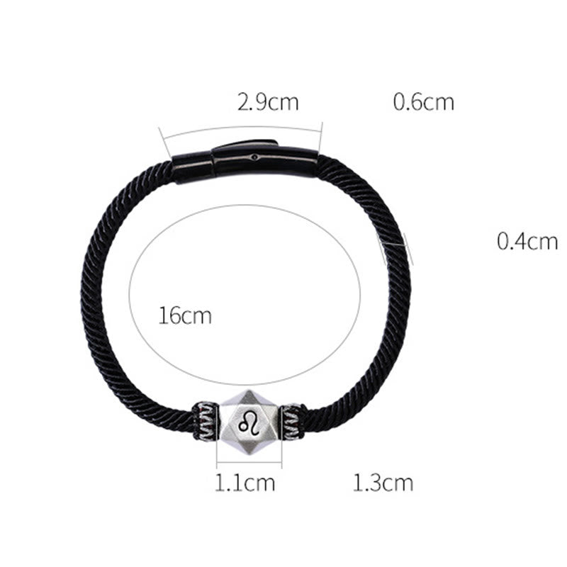 999 Sterling Silver 12 Constellations of the Zodiac Protection Handmade String Bracelet