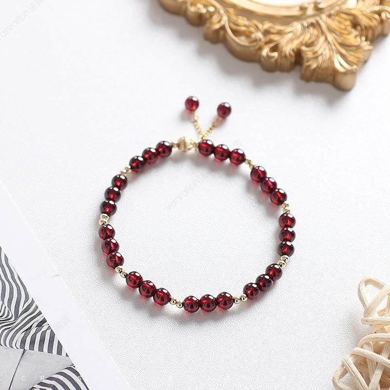 14K Gold Plated Alloy Natural Garnet Calm Bracelet