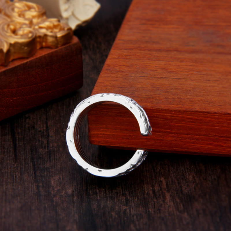 Retro 925 Sterling Silver Tang Dynasty Flower Adjustable Ring