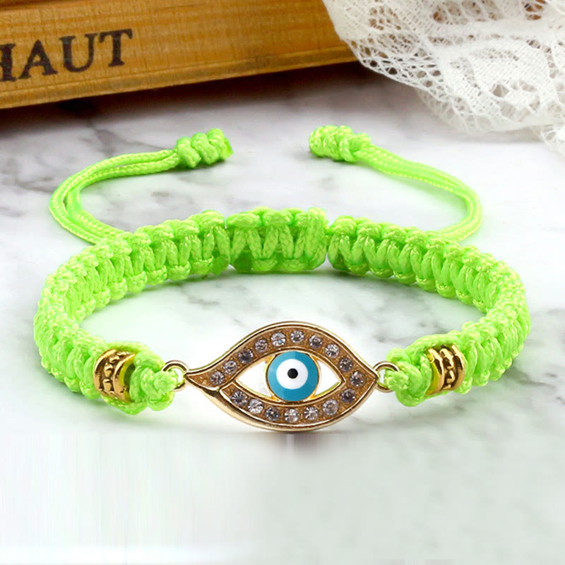 Handmade Evil Eye Red String Braided Bracelet with Gold or Silver Border